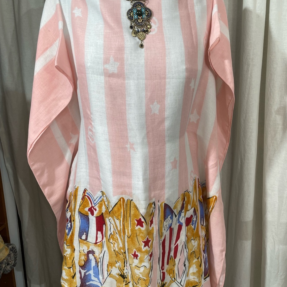 Boots on the ground Pink and White Striped Tunic with Flag Design, custom made!